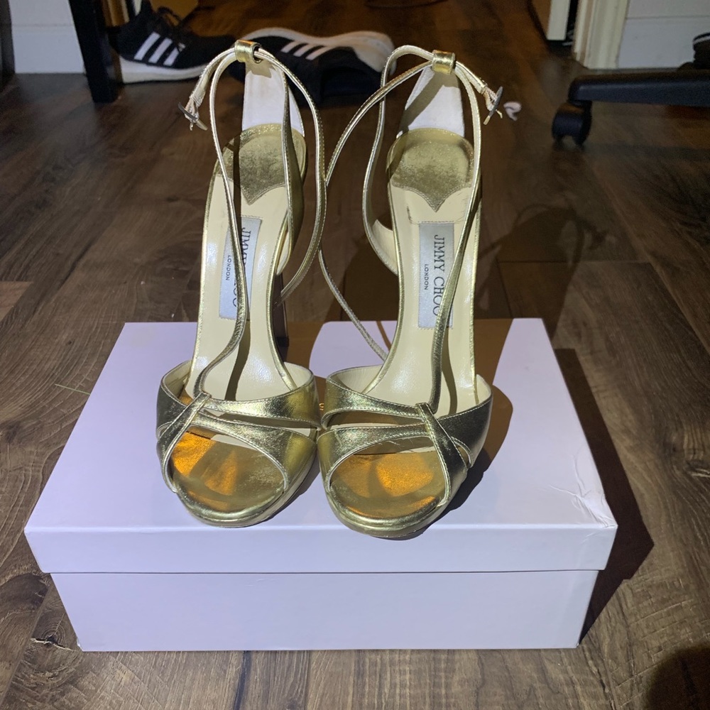 Jimmy Choo Metallica Nappa gold high heel